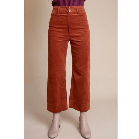 Apiece Apart Merida Burnt Red Cropped Corduroy Pants Sz 4 - Picture 2 of 7